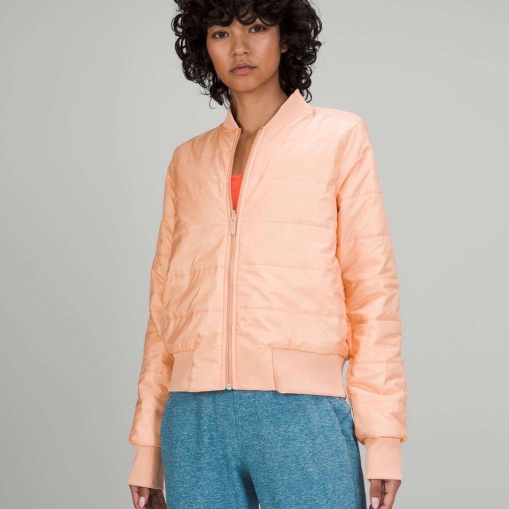 NWT Lululemon Reversible Non-Stop Bomber Jacket Size 4 in Bleached Apricot